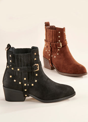 Studded Faux Suede Boot